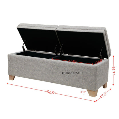Soft Close Storage Bench Hued Solid Wood - Gray Multi