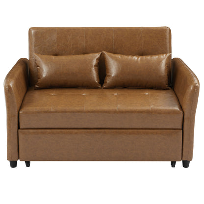 Convertible Sleeper Bed, Adjustable Oversized Armchair With 3 USB Ports For Small Space - Brown