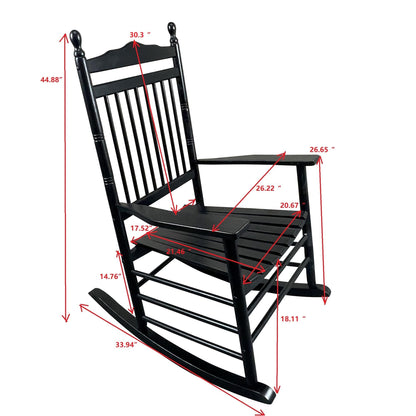 Balcony Porch Adult Rocking Chair - Black - Wood