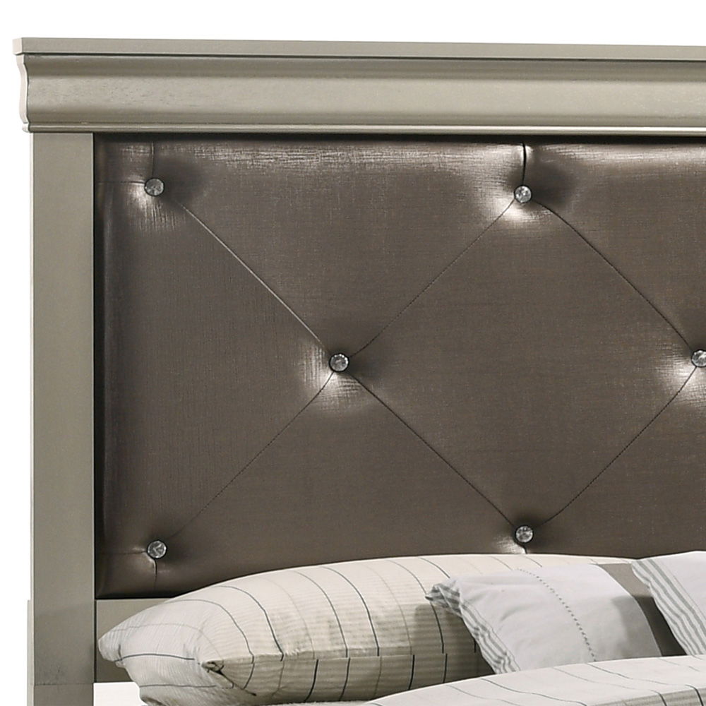 Queen Bed Elegantly Designed Transitional - Champagne