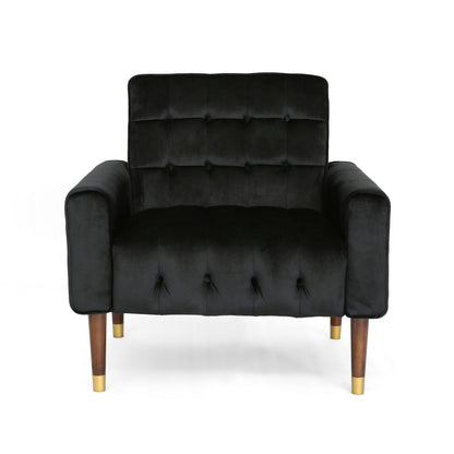 Comfy Arm Chair With Tufted Back, Modern For Living Room, Bedroom And Study - Black