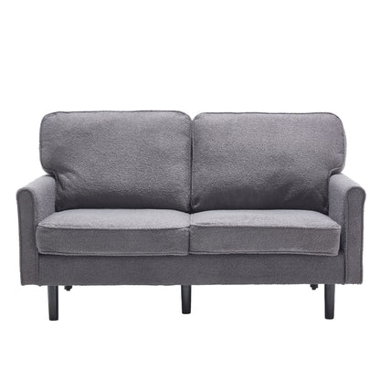 Mid Century Modern Loveseat Sofa, 2 Seater With USB & Removable Pillow Cover - Gray