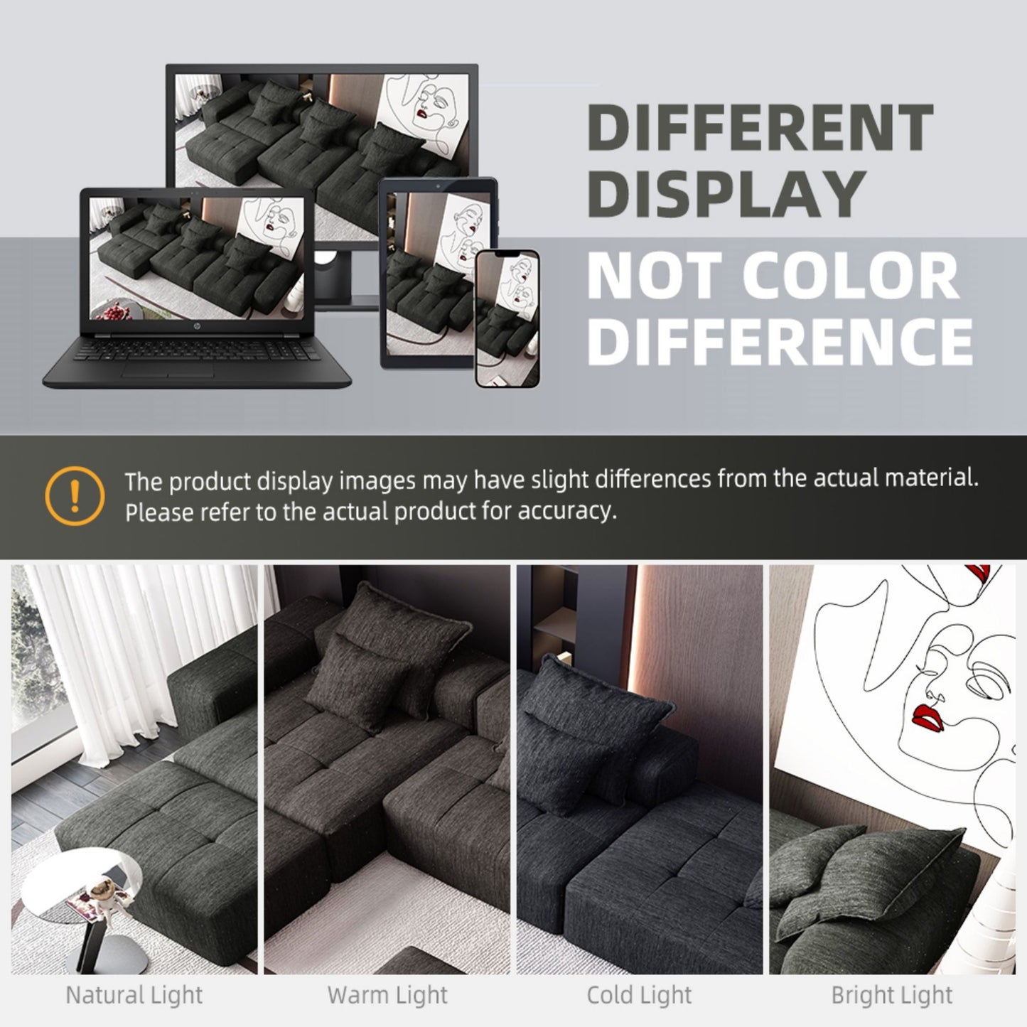 Modern Oversized Modular Sectional Sofa, Sparkling Fabric Soft Cushion Sofa With 6 Pillows, 6 Pieces Diy Combination Tufted Sofa, No Assembly Required - Black