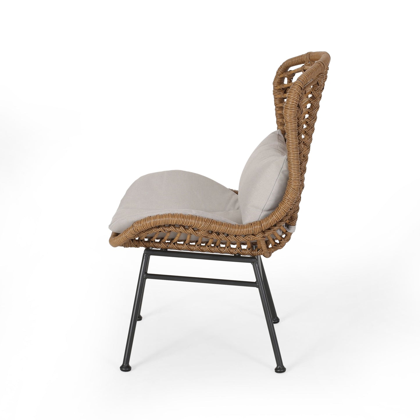 Calypso - Outdoor Chair With Water Resistance Cushion And Iron Frame - Beige