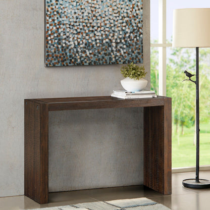 Modern Solid Wood Console Table - Distressed Brown