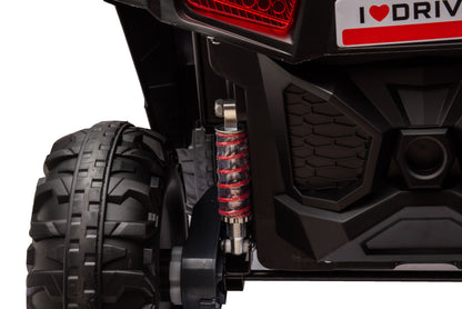 12V7A*1 30W*4 Four-Wheel Drive Leather Seat One Button Start, Forward And Backward, High And Low Speed, Music, Front Light, Power Display, Two Doors Can Open, 2.4G R / C, Seat Belt Four Wheel Absorber - Pink