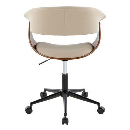 Vintage Mod - Mid-Century Modern Office Chair - Black / Walnut / Cream