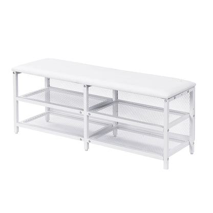 Twin Size Platform Bed With 2 Tier Storage Shelves, Storage Cabinet - White