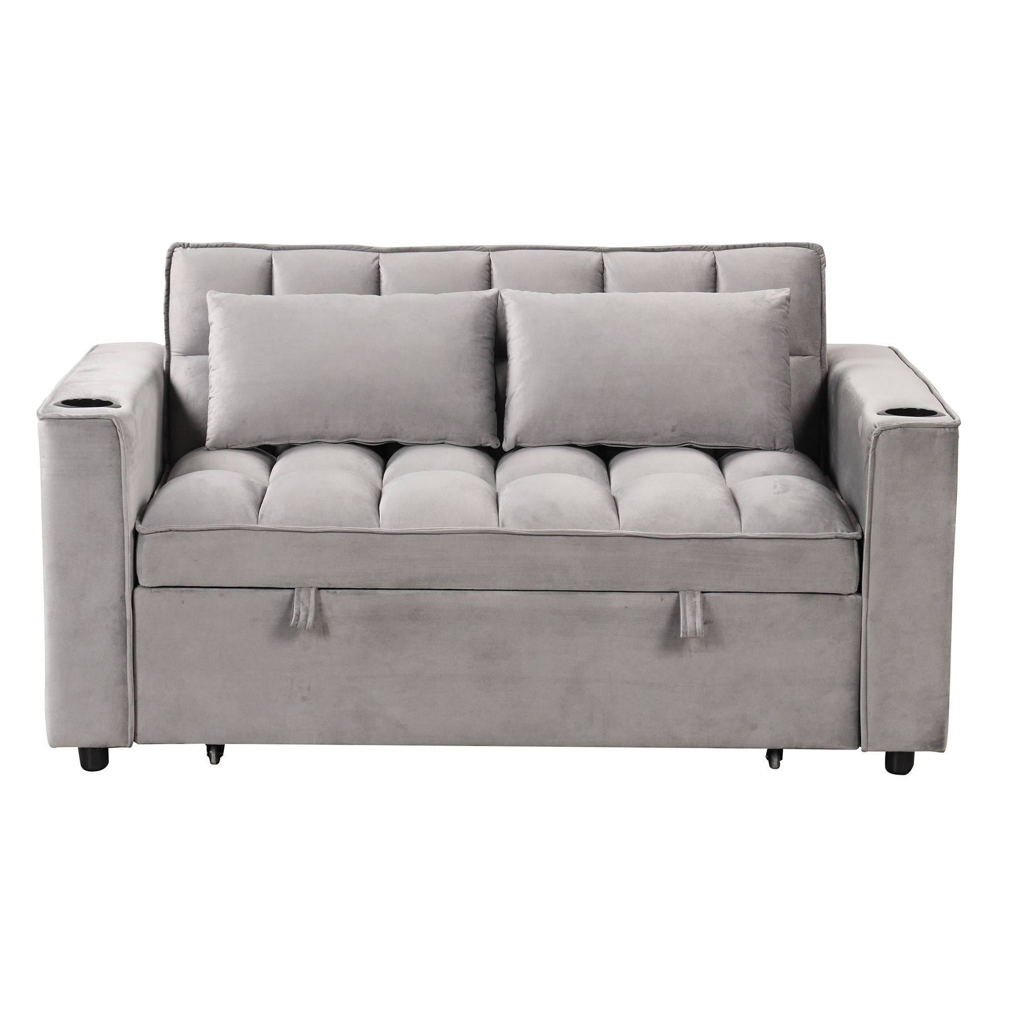 Multi Functional Sofa Bed With Cup Holder And USB Port For Living Room Or Apartments - Gray