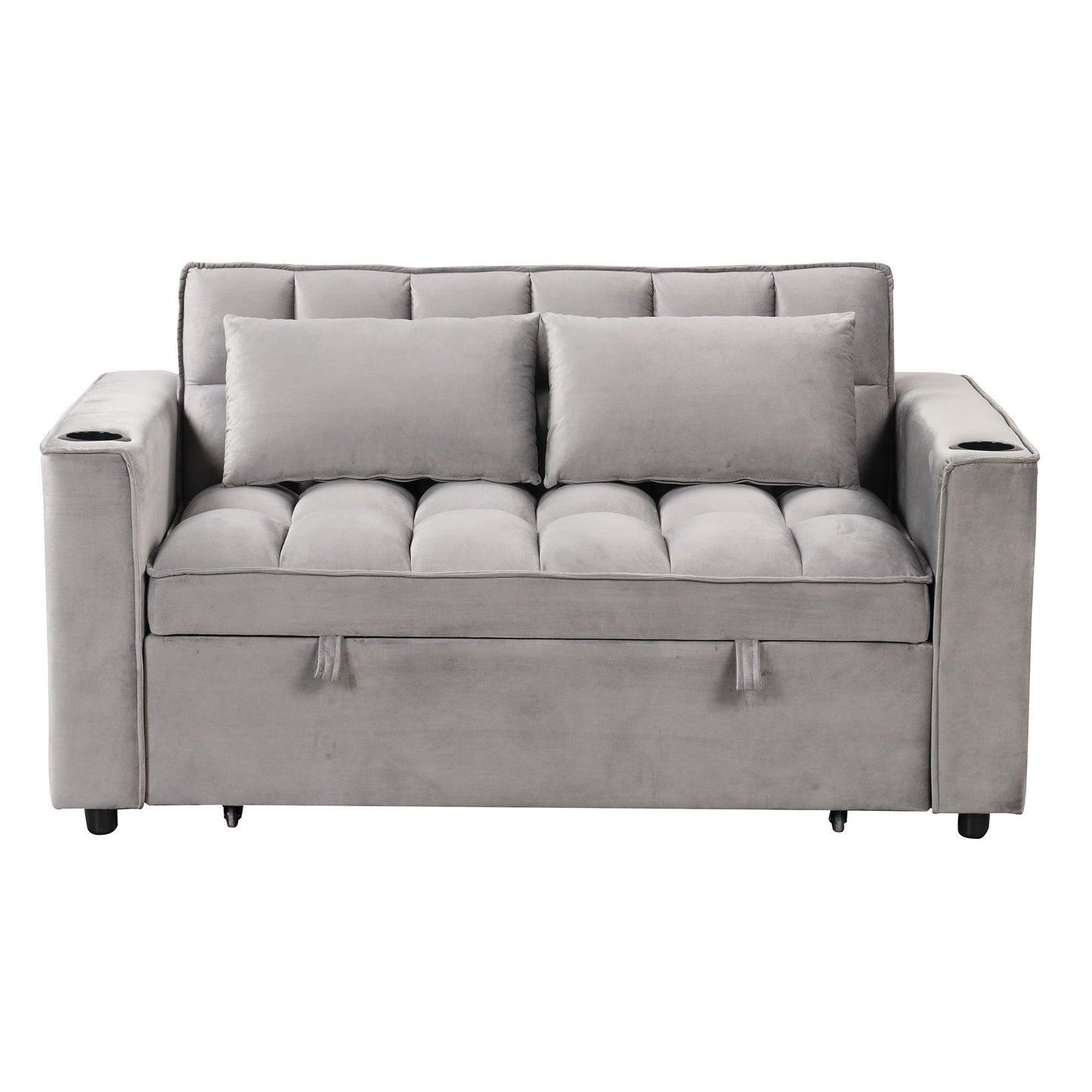 Multi Functional Sofa Bed With Cup Holder And USB Port For Living Room Or Apartments - Gray