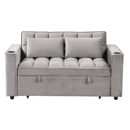 Multi Functional Sofa Bed With Cup Holder And USB Port For Living Room Or Apartments - Gray