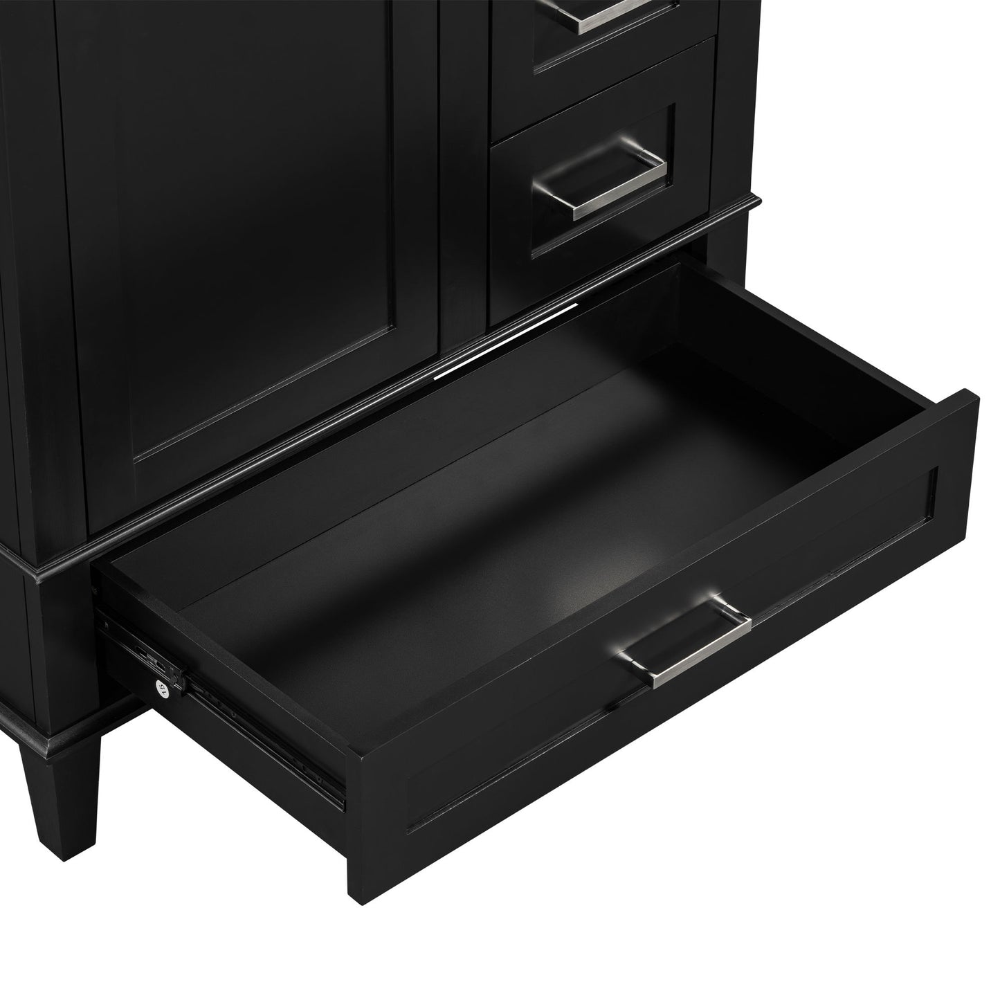 Bathroom Vanity, Modern Bathroom Cabinet With Sink Combo Set, Bathroom Storage Cabinet With A Soft Closing Door And 3 Drawers, Solid Wood Frame - Black