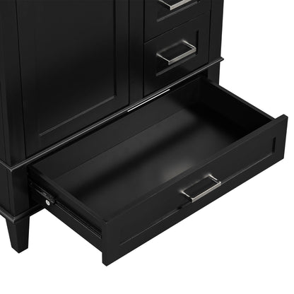 Bathroom Vanity, Modern Bathroom Cabinet With Sink Combo Set, Bathroom Storage Cabinet With A Soft Closing Door And 3 Drawers, Solid Wood Frame - Black