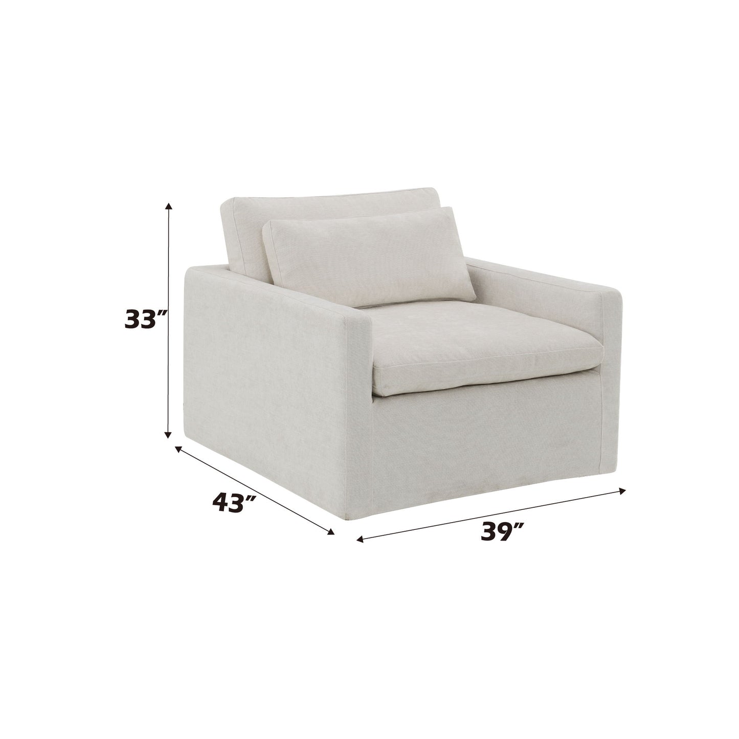 Naveen - Swivel Chair With 1 Toss Pillow - Ivory