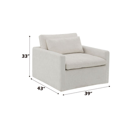 Naveen - Swivel Chair With 1 Toss Pillow - Ivory