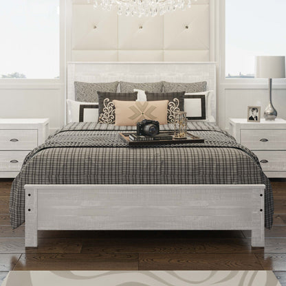 Albany - Queen Bed Frame With Headboard, Heavy Duty Modern Rustic Design - White