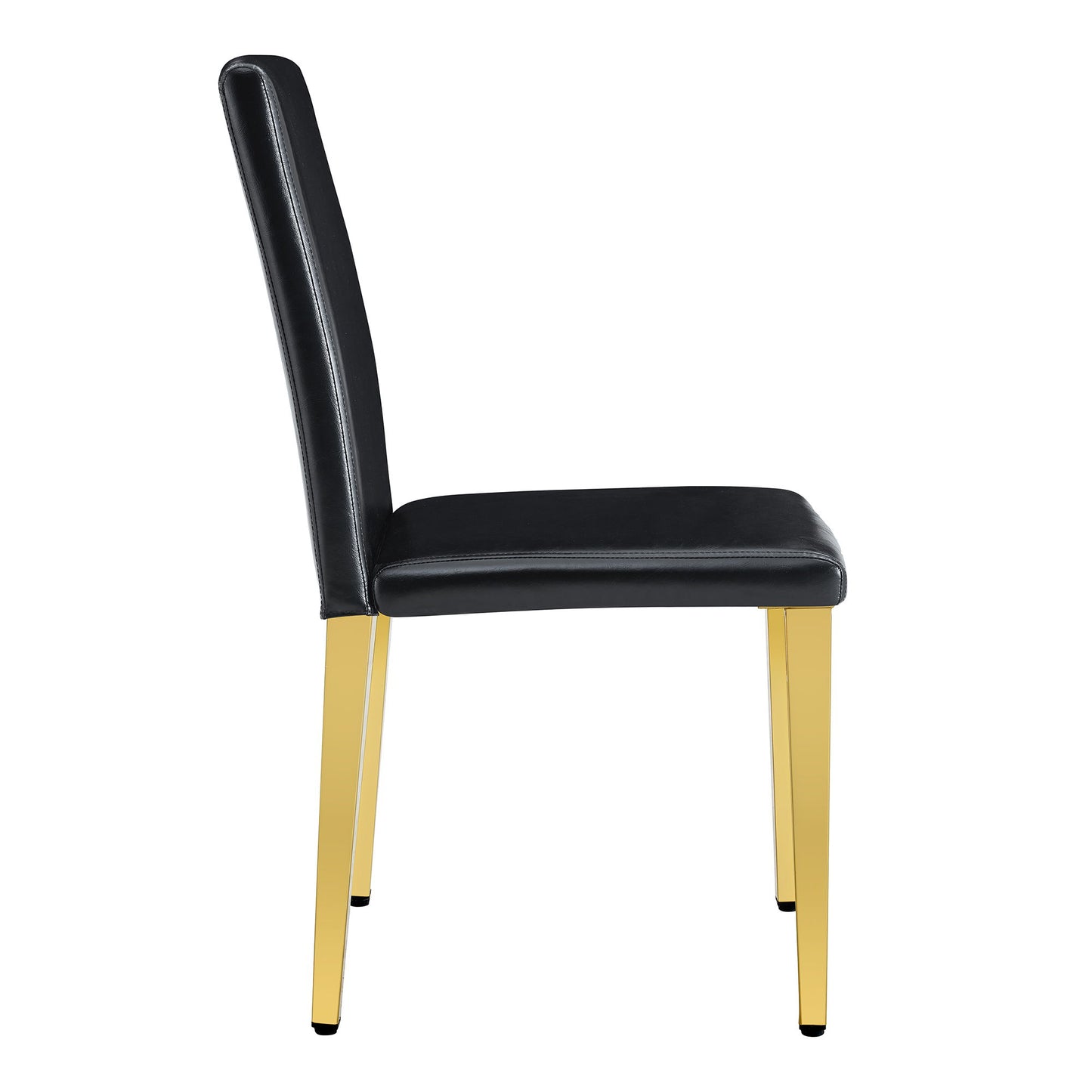 (Set of 4) Backrest Chairs With Gold Metal Legs A Perfect Pairing, Ideal For Minimalist And Modern Home Decor Styles - Black / Gold