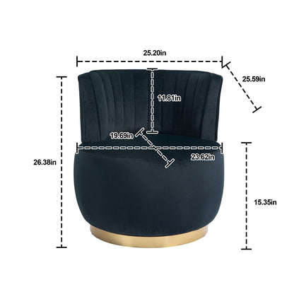 Coolmore - Swivel Barrel Chair, 360 Degree Round Armchair With Fluffy Velvet Upholstery For Living Room, Bedroom, Office - Black