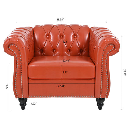 1 Seater Sofa For Living Room - Orange
