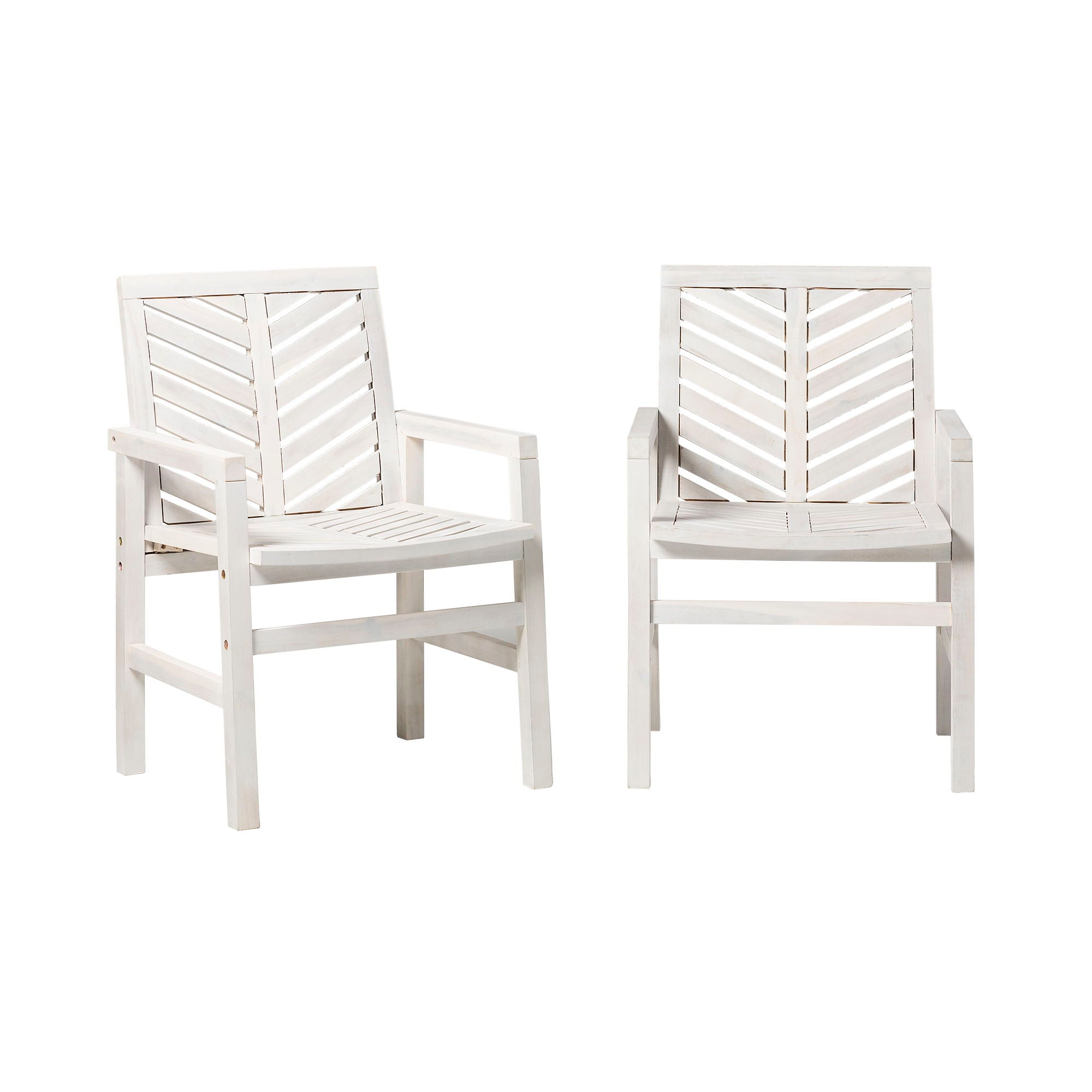 Modern Chevron Patio Chairs (Set of 2) - White Wash