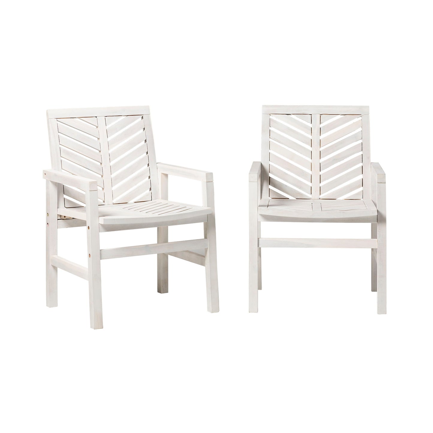Modern Chevron Patio Chairs (Set of 2) - White Wash