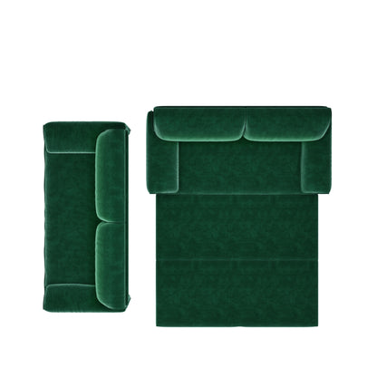 Queen Pull Out Sofa Bed, 3 In 1 Convertible Sleeper Sofa With Side Storage Multifunctional Velvet Loveseat Bed For Living Room - Green