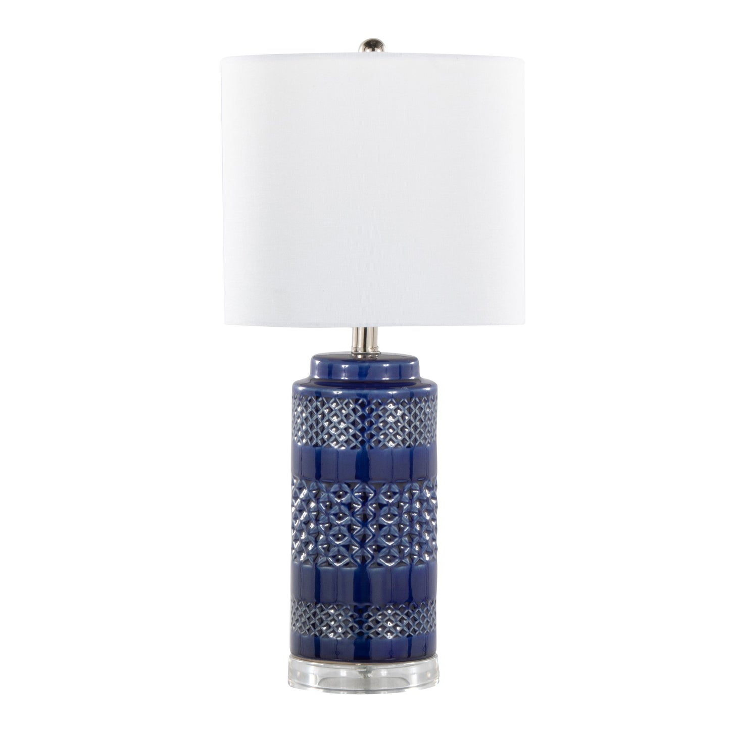 Casa - Contemporary Table Lamp (Set of 2) - Glossy Navy Crackle / Polished Nickel / White