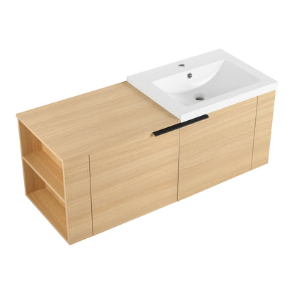 Modern Bathroom Vanity Sink Combo With Ample Storage - Oak