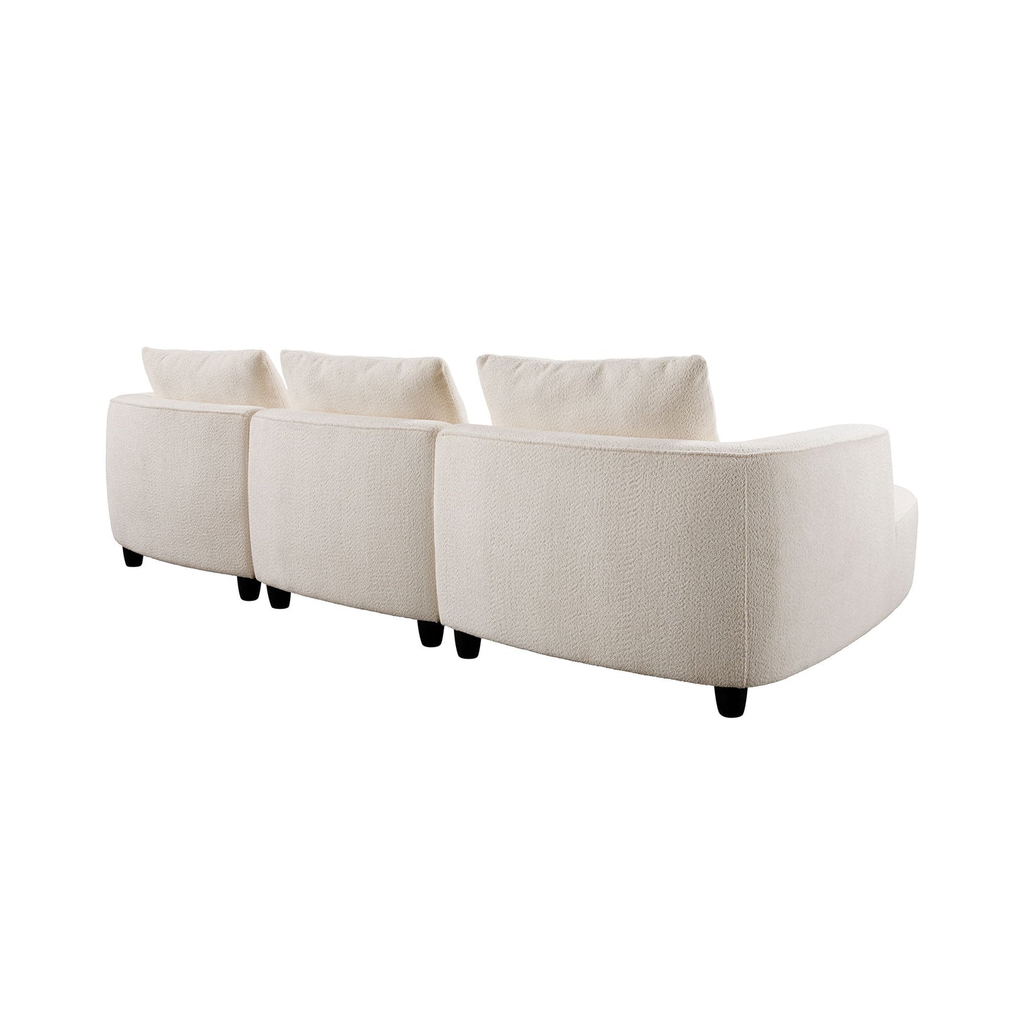 Mid - Century Modern Three Seater Sofa With Upholstered Footstool Fabric For Living Room Or Bedroom - Beige