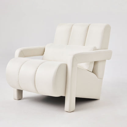 Modern Upholstered Accent Chair, Comfortable Linen Fabric With A Pillow For Living Room - Beige