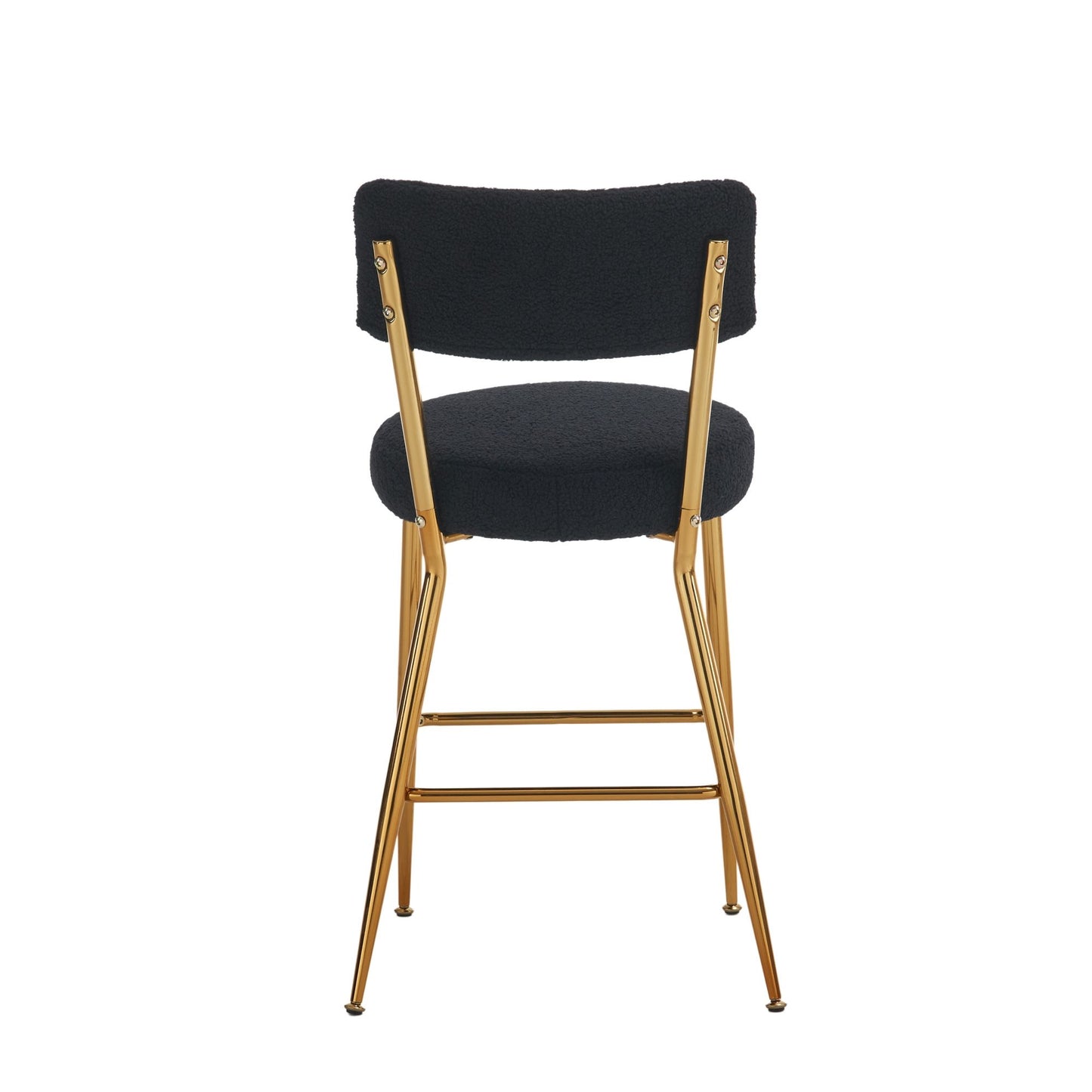 Modern Teddy Fabric Upholstered Bar Stools (Set of 4) - Black / Gold