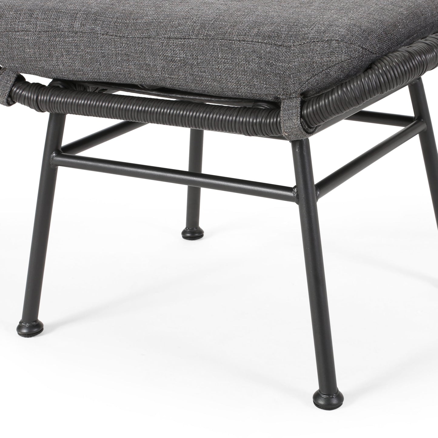 Outdoor Modern Boho Wicker Ottoman With Cushions (Set of 2) - Gray