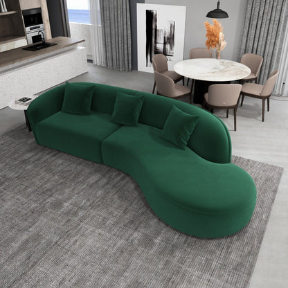 Elijah - Japandi Style Curvy Sectional Sofa - Green