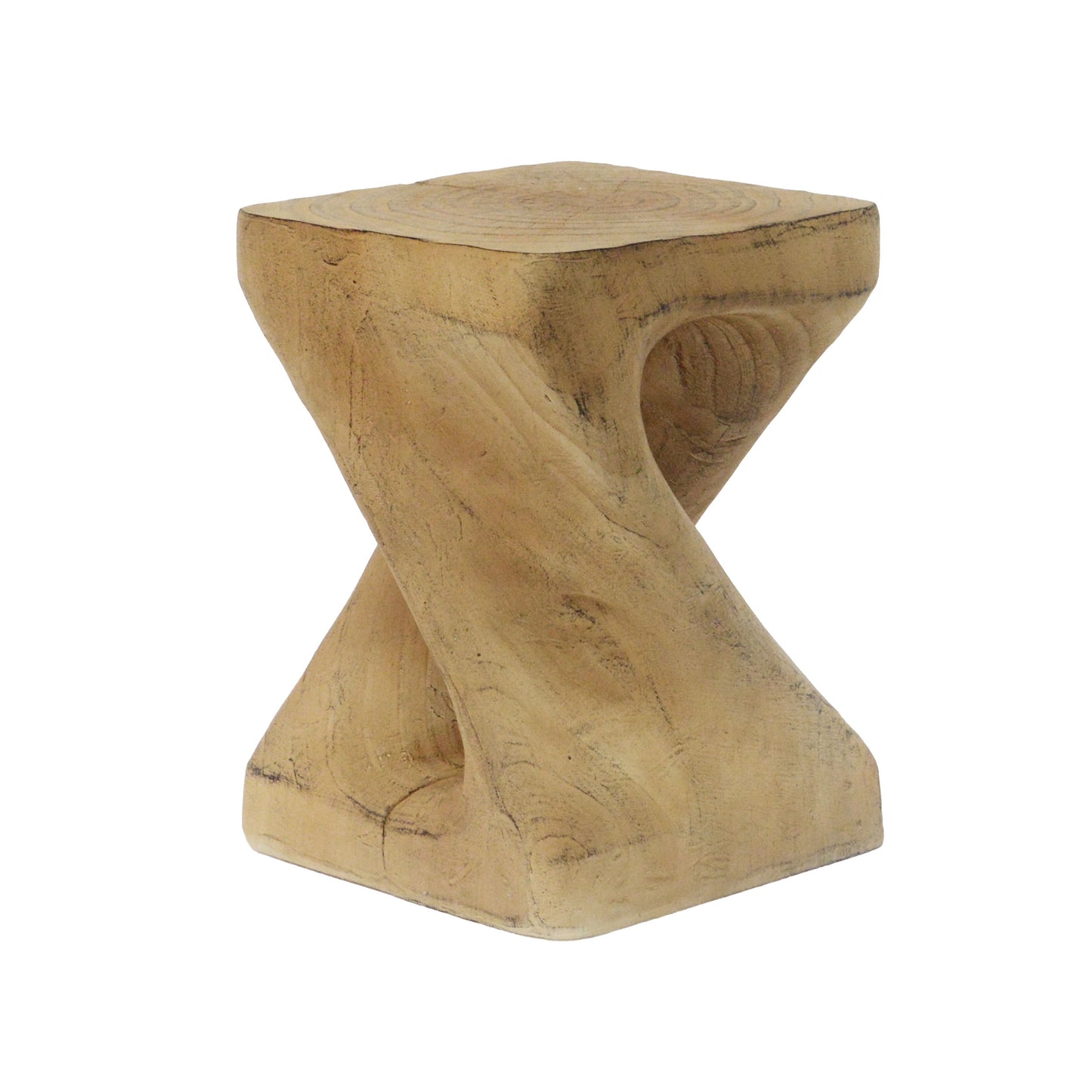 Mgo Twist Shape Side Table With Wood - Like Texture - Natural