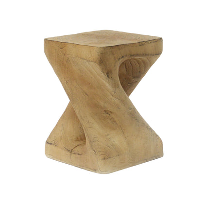 Mgo Twist Shape Side Table With Wood - Like Texture - Natural