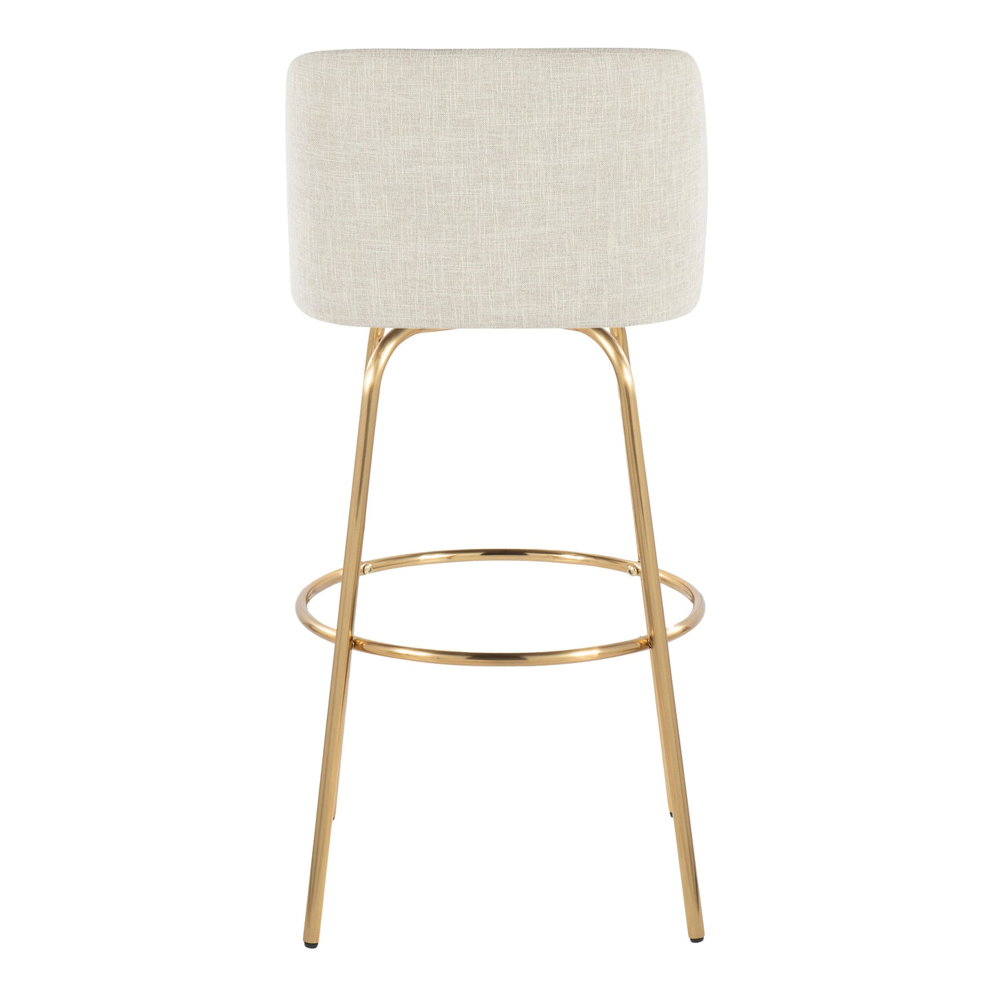 Toriano - Contemporary Fixed Height Barstool Swivel With Round Footrest (Set of 2) - Cream / Gold
