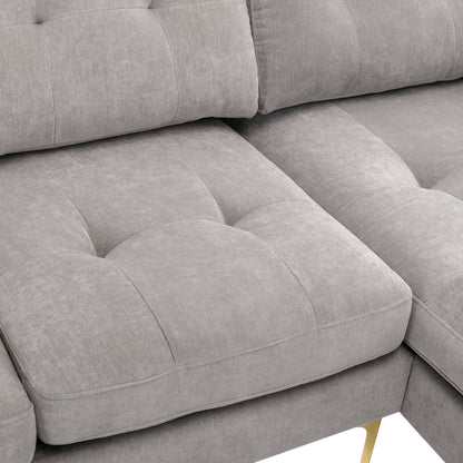 Convertible Sectional Sofa Couch With Movable Ottoman - Light Gray