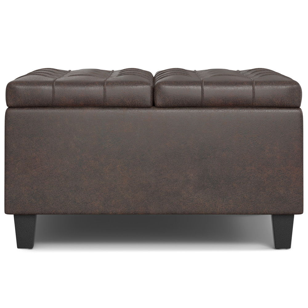 Harrison - Small Square Coffee Table Storage Ottoman - Distressed Brown
