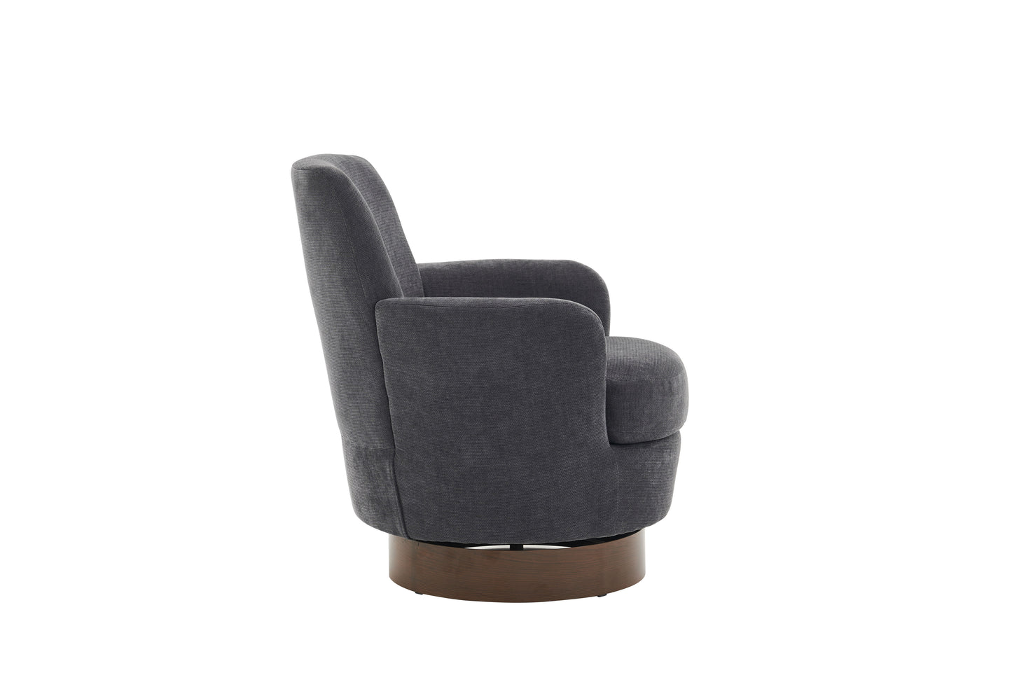 Swivel Barrel Chair, Swivel Accent Chairs Armchair For Living Room, Reading Chairs For Bedroom Comfy, Round Barrel Chairs With Gold Stainless Steel Base - Dark Gray