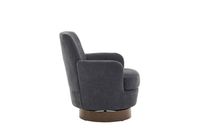 Swivel Barrel Chair, Swivel Accent Chairs Armchair For Living Room, Reading Chairs For Bedroom Comfy, Round Barrel Chairs With Gold Stainless Steel Base - Dark Gray