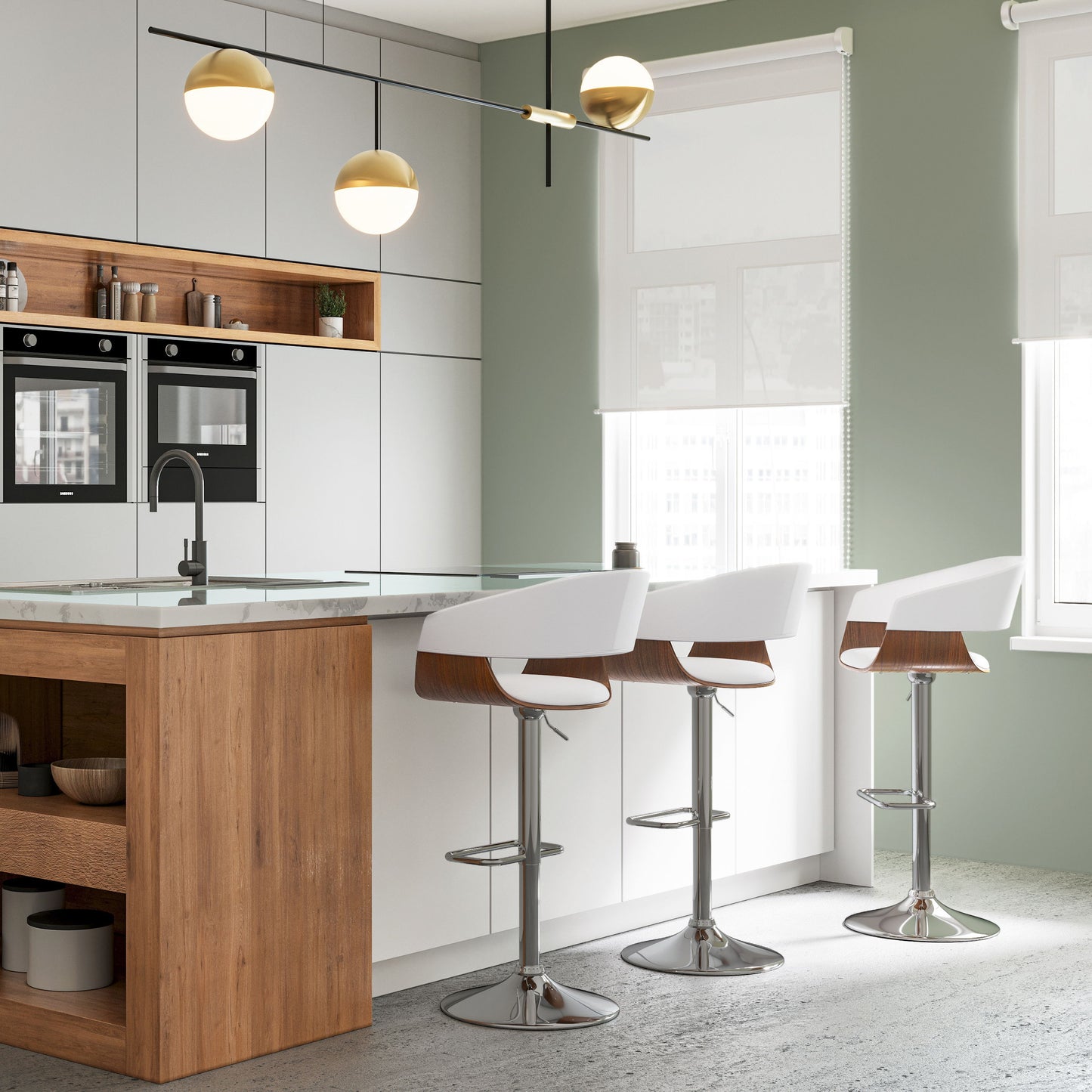 Lowell - Adjustable Swivel Bar Stool - White