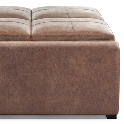 Avalon - Square Coffee Table Storage Ottoman - Distressed Umber Brown