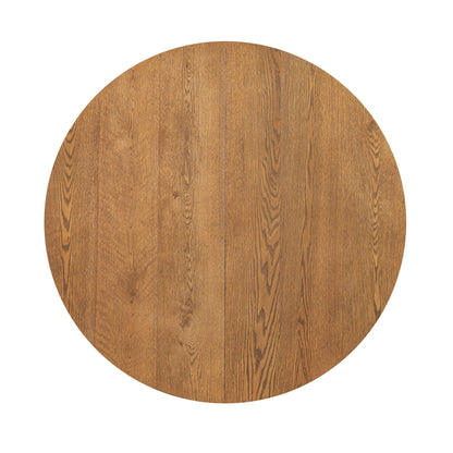 Topmax - 5 Piece Modern Extendable Round Dining Table Set With Removable Leaf For Small Places - Walnut / Beige