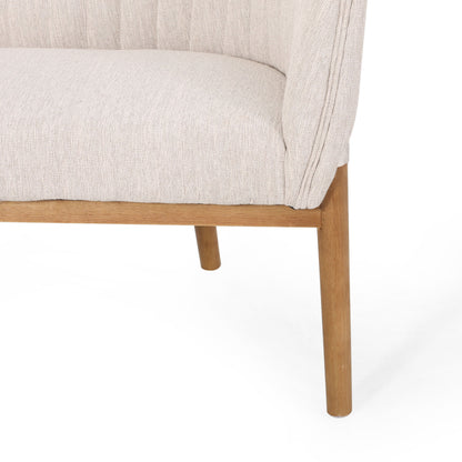Mid Century Modern Loveseat With Channel Stitched Backrest - Beige