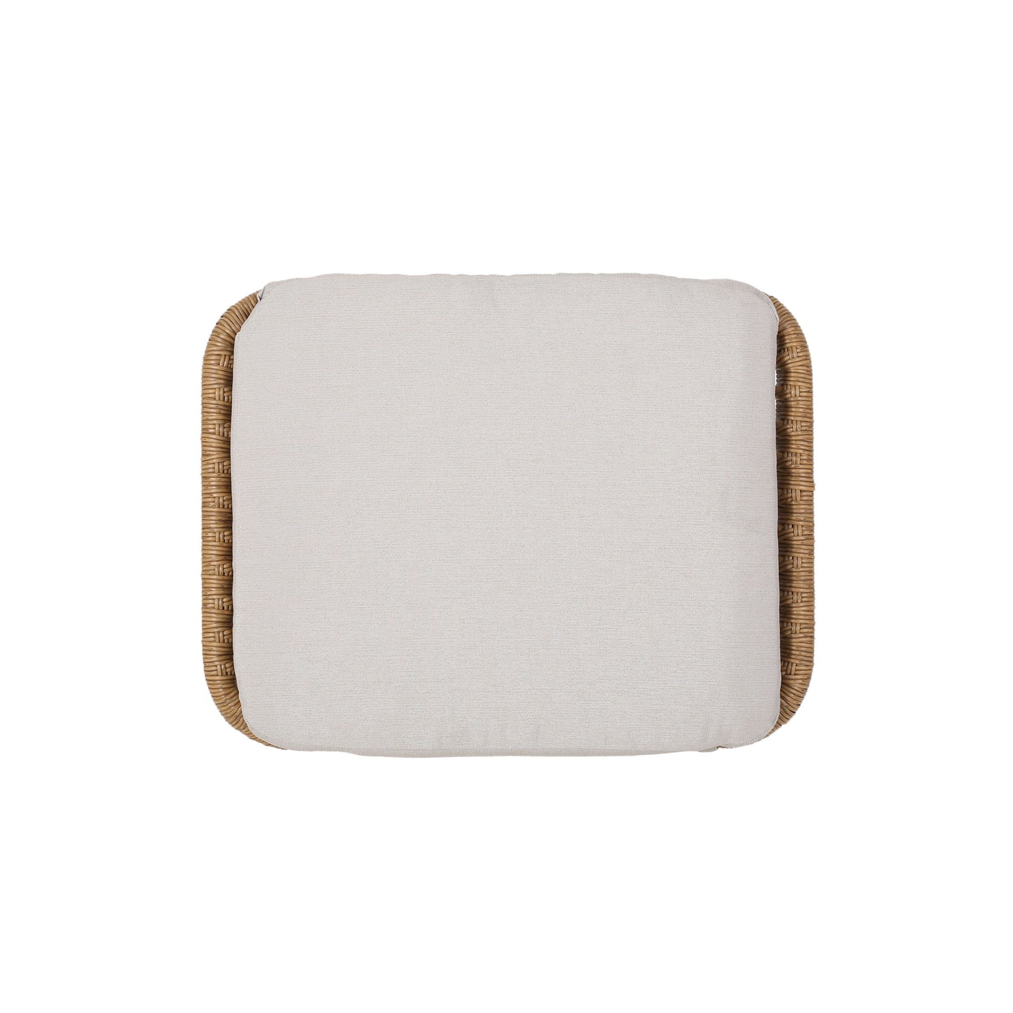 Outdoor Modern Boho Wicker Ottoman With Cushions (Set of 2) - Beige / Brown