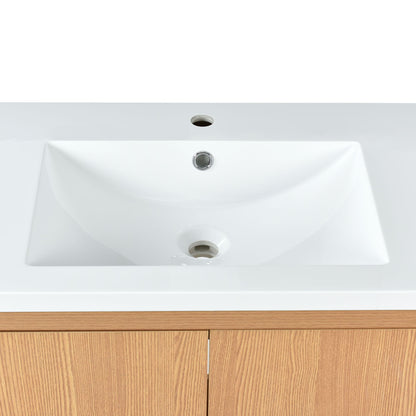 Bathroom Vanity Set With Sink, Combo Cabinet, Bathroom Storage Cabinet, Solid Wood Frame - Burly Wood