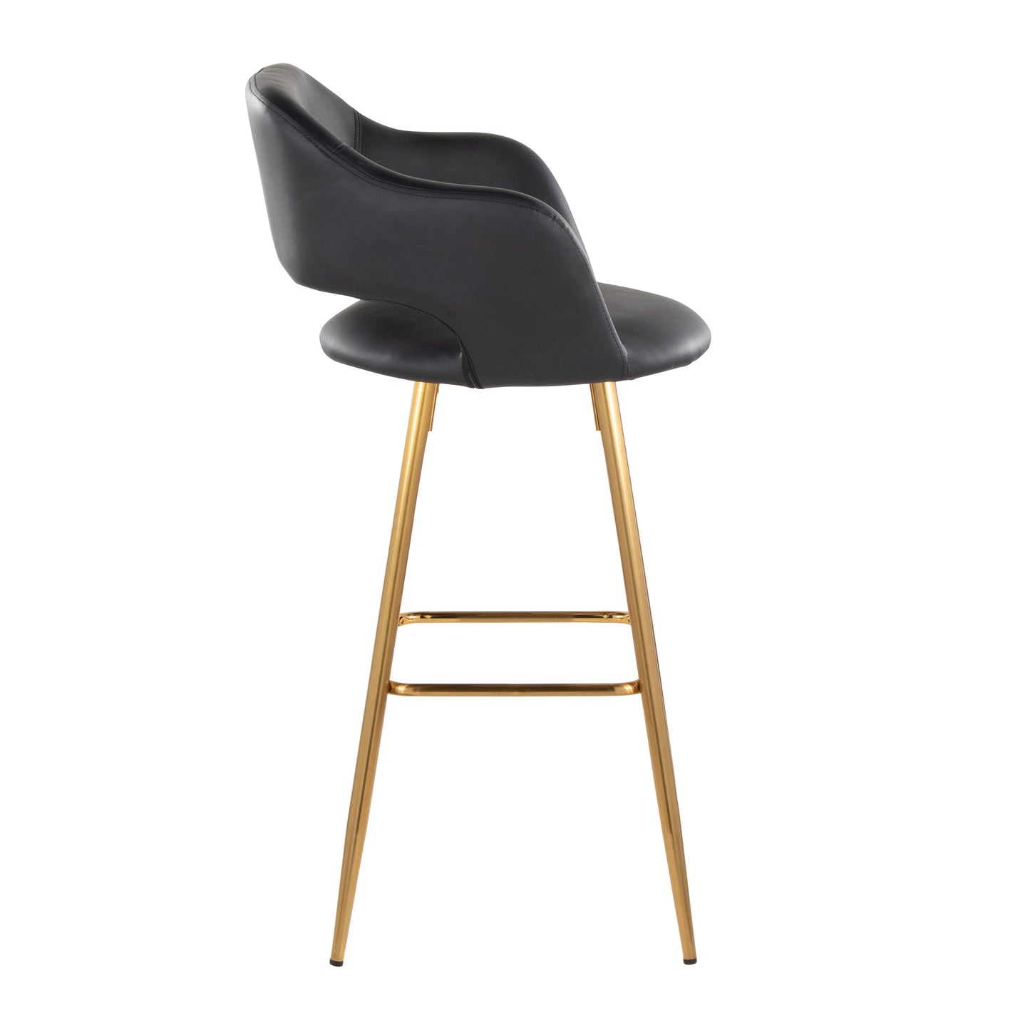 Margarite - Contemporary Fixed Height Barstool With Square Footrest (Set of 2) - Gold / Black Gold