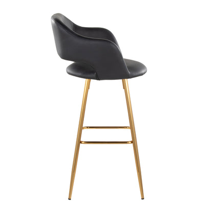 Margarite - Contemporary Fixed Height Barstool With Square Footrest (Set of 2) - Gold / Black Gold