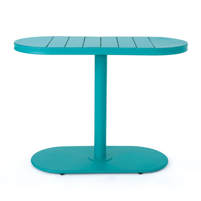 3 Piece Elegant Outdoor Bistro Set With 2 Chairs And Oval Table - Teal