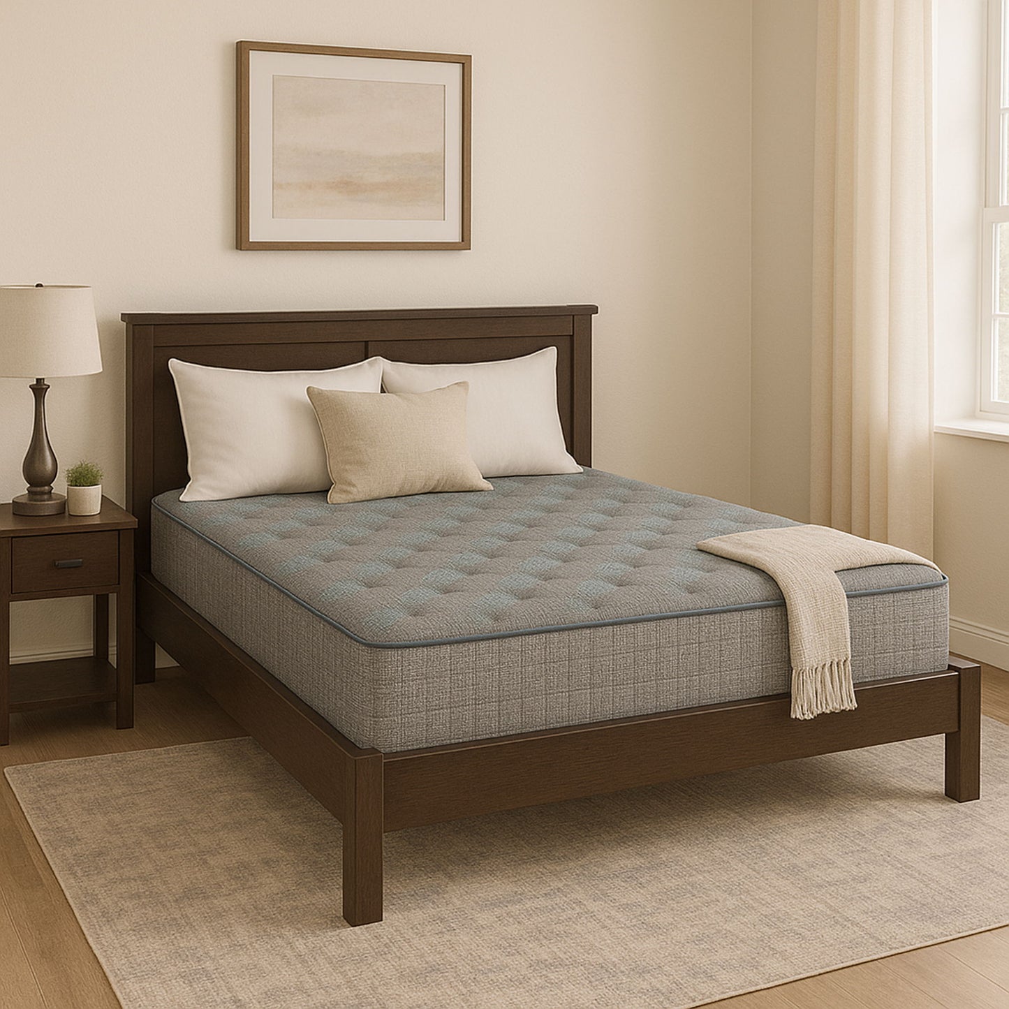 Comfort Care - 11" California King Hybrid Mattress, Medium Comfort - Gray / Blue
